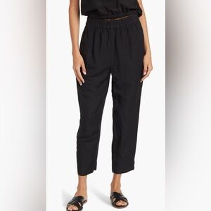 Madewell Tapered Linen Blend Pants - Black, Large